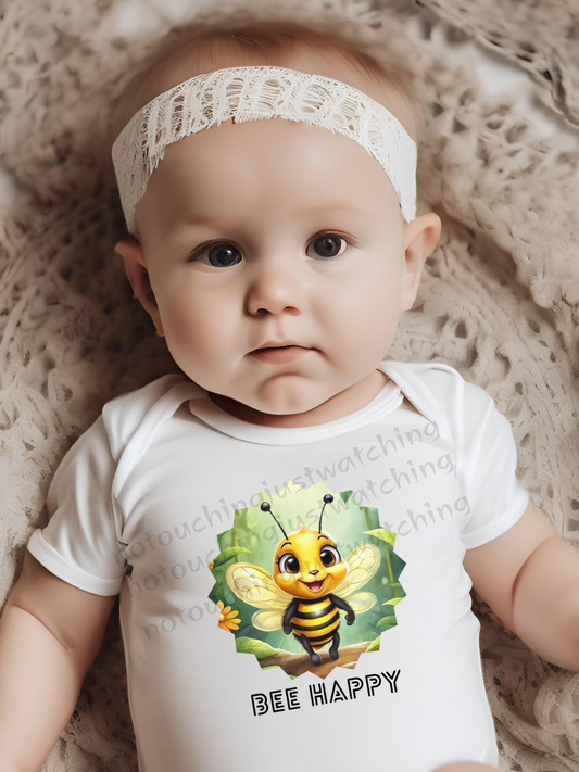 Baby BODYSUIT 100 %Cotton Bee Happy