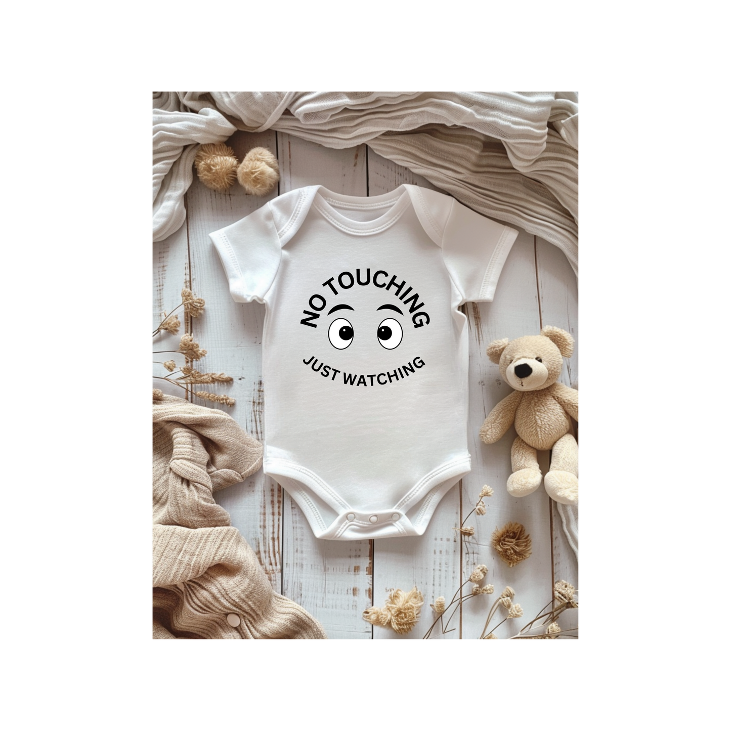 Baby BODYSUIT 100 % Cotton No touching just watching Variant 2