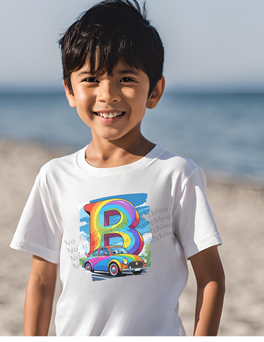 Alphabet Letter B – Boy Toddler T-Shirt | White Crewneck Short Sleeve