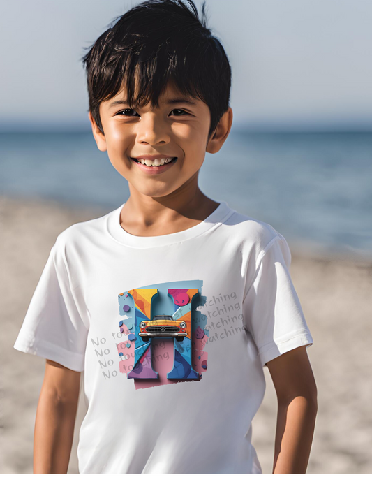 Alphabet Letter H – Boy Toddler T-Shirt | White Crewneck Short Sleeve