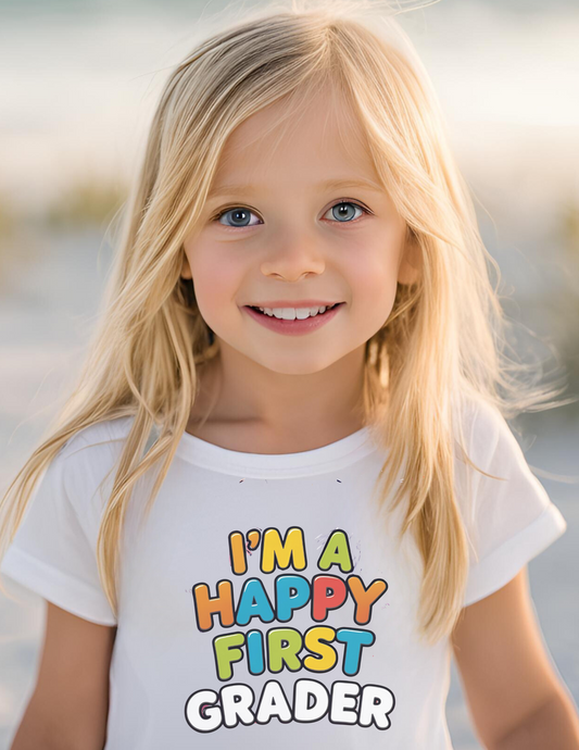T-shirt Unisex 100% Cotton I'm a Happy first Grader