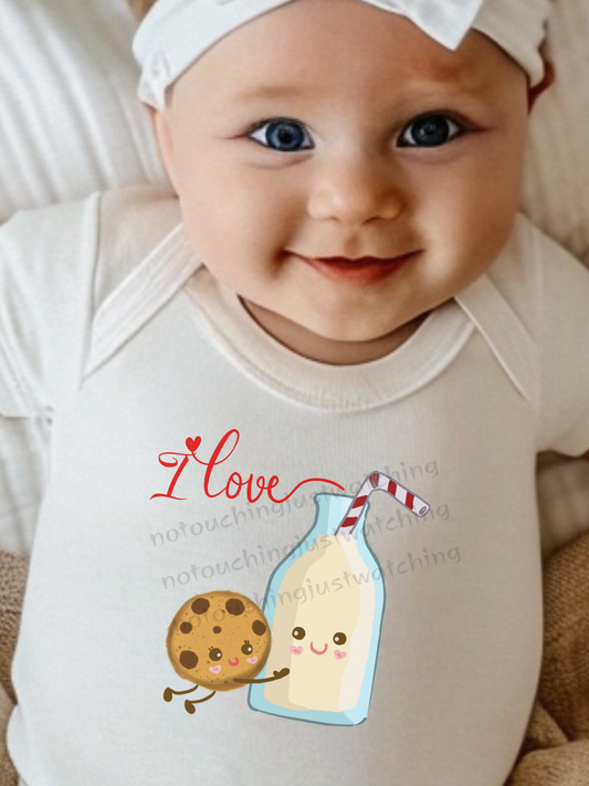 Baby BODYSUIT 100 % Cotton Love Milk and Cookie