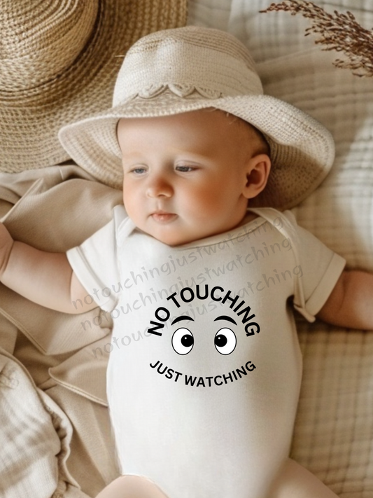 Baby BODYSUIT 100 % Cotton No touching just watching Variant 2