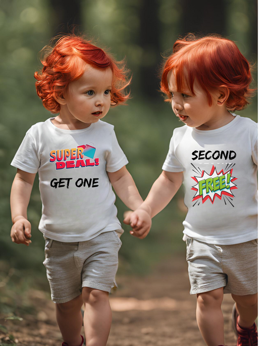 Toddler T-shirt Twin Set 100 % Cotton get one, second free